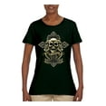 thumbnail image 2 of Brotherhood Biker Motorcycles Cross and Skull Pop Culture Womens Graphic T-Shirt, Forest Green, Small, 2 of 3
