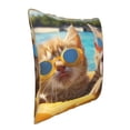 thumbnail image 2 of Susaid Sunglasses Beach Kittens Print Velvet Throw Pillow Covers Home Art Deco Pillowcase Square Pillow Case Cushion Cover for Bed Sofa Living Room Car Indoor and Outdoor-18"x18", 2 of 8