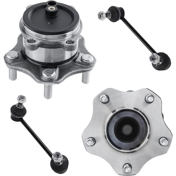 Detroit Axle - Rear Wheel Hub & Bearings Sway Bars Links Kit Assembly Replacement for 2014 2015 2016-2018 Mazda 3