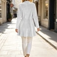 thumbnail image 6 of cocolona Vintage Cardigan for Women Solid Color Long Sleeve Pleated Casual Tops Open Front Flowy Cardigan for Party, 6 of 7