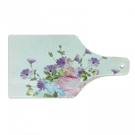 

Vintage Rose Cutting Board Simplistic Floral Bouquet Pattern on Plain Background Decorative Tempered Glass Cutting and Serving Board in 3 Sizes by Ambesonne
