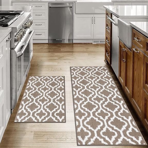 Findosom 20"x32" 20"x48" 2pcs Kitchen Rug Set Non Slip Kitchen Runner Rug and Doormat Washable Kitchen Mats Set Indoor Doormat Runner Rugs for Kitchen Laundry Hallway Entryway Coffee Floral