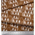 thumbnail image 2 of Soimoi Brown polyester Crepe Fabric Text & Owl Bird Printed Fabric 1 Yard 42 Inch Wide, 2 of 3