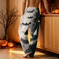 thumbnail image 4 of EANJE Halloween Plus Size Pajamas for Men Loose Wide Leg Corduroy Sleepwear Pajama Pant Trendy Pumpkin Ghost Bat Print High Waisted Pj Fall Drawstring Lounge Pants with Pockets Khaki L, 4 of 5