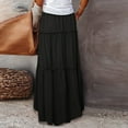 thumbnail image 5 of BRDFRL Skirts for Women Summer Boho Casual Maxi Flowy Elastic High Waist A-Line Tiered Swing Floral Long Skirts with Pockets Black XXL, 5 of 6