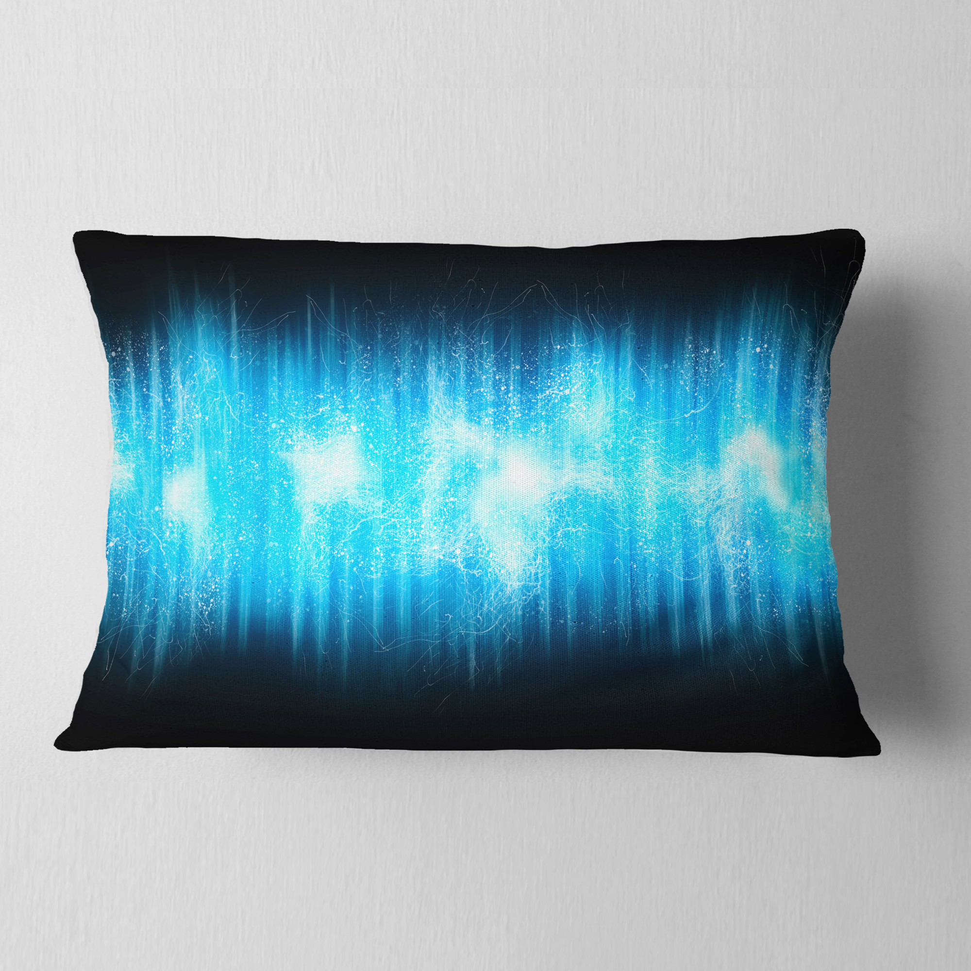 Designart Blue Ice Flame Abstract - Abstract Throw Pillow - 12x20