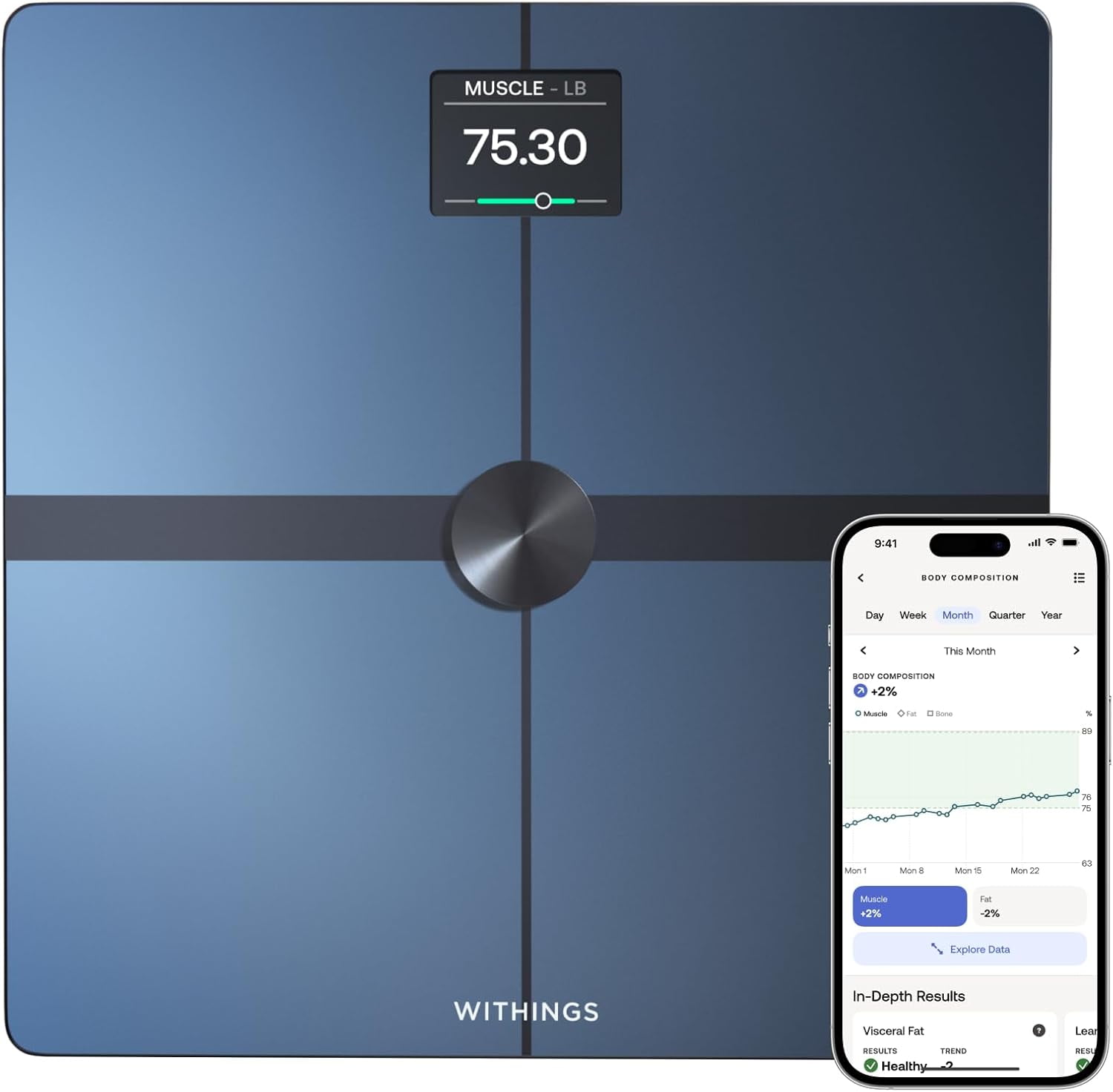 Withings Body+ - Digital Wi-Fi Smart Bathroom Scale in Black, 398
