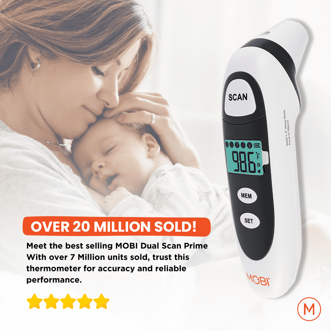MOBI DualScan Prime Ear & Forehead Thermometer with Object Temperature Readings for all ages