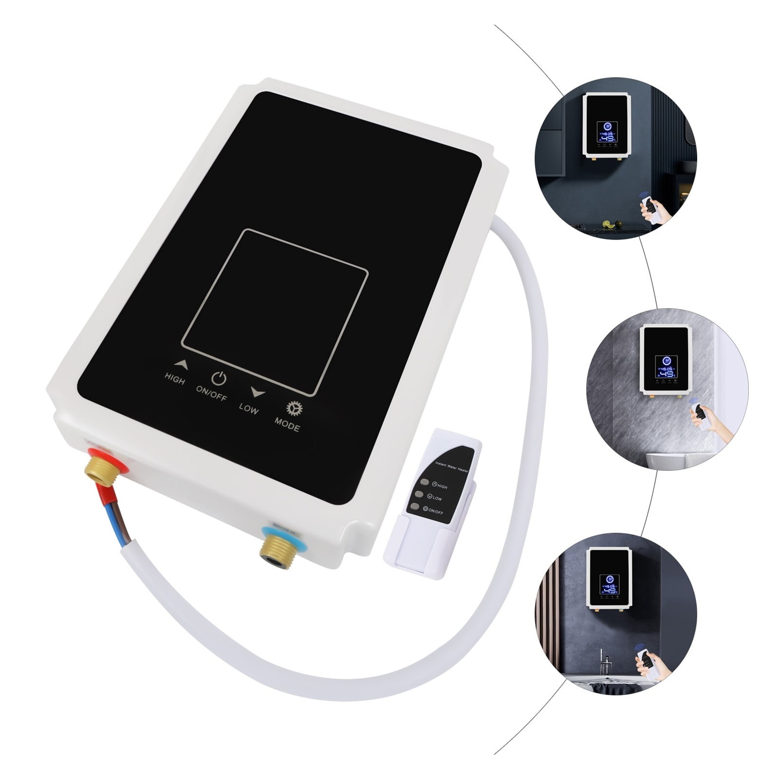 Electric Household Instant Tankless Water Heater For Bathroom Shower With Touchscreen & Remote Control ,Safety Protections