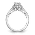 thumbnail image 2 of Solid 14K White Gold Round Diamond Side-Stones with CZ Cubic Zirconia Center Stone Halo Engagement Ring Size 6.5, 2 of 8