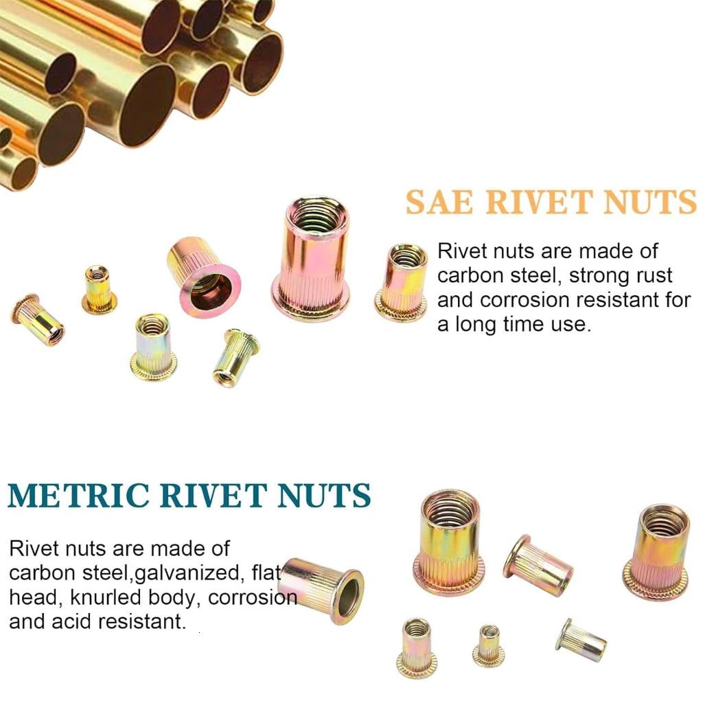 Multipurpose 400Pieces Rivets Nut Set Sturdy Carbon Steel Materials Accessory for Practical Metal and Joints