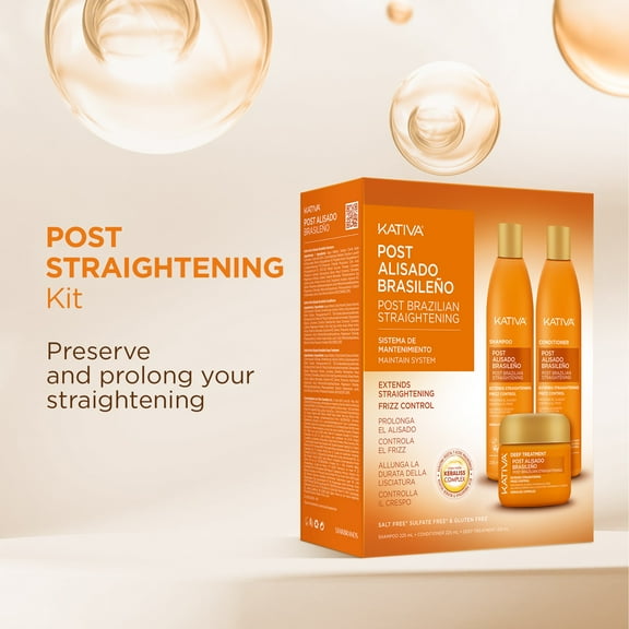 KATIVA POST B. STRAIGHTENING KIT X3 (SH 7.6oz COND 7.6oz TREAT 5.1oz)