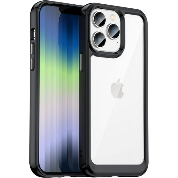 Case for iPhone 14 Pro Case Slim Dropproof [Defend from Drop/Scratch/Slip/Fingerprint] Clear Acrylic Hard Back Soft TPU Bumper Hybrid Phone Cover for iPhone 14 Pro-Black