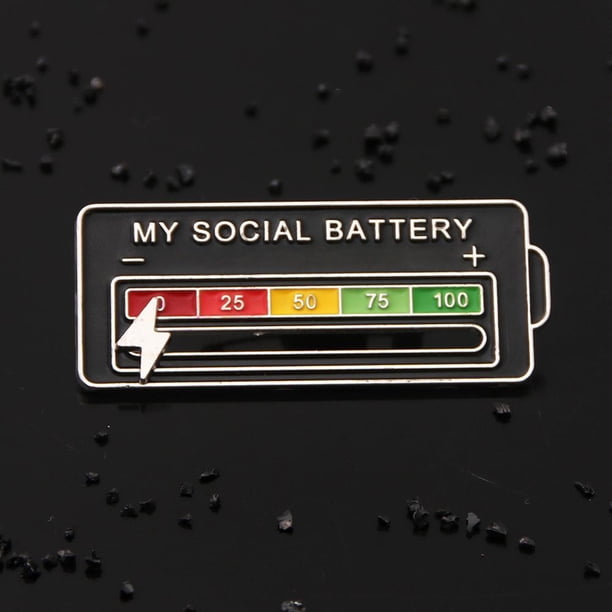 Batería Display Power Social Pin Solapa Pin emocional para todas las ocasiones (-) Negro Wdftyju Libre de BPA