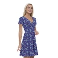 thumbnail image 1 of Women’s A Line Owl Summer Dress, Retro Triangle Arrangement, Cross Wrap V Neck, 6 Sizes, by Ambesonne, 1 of 2