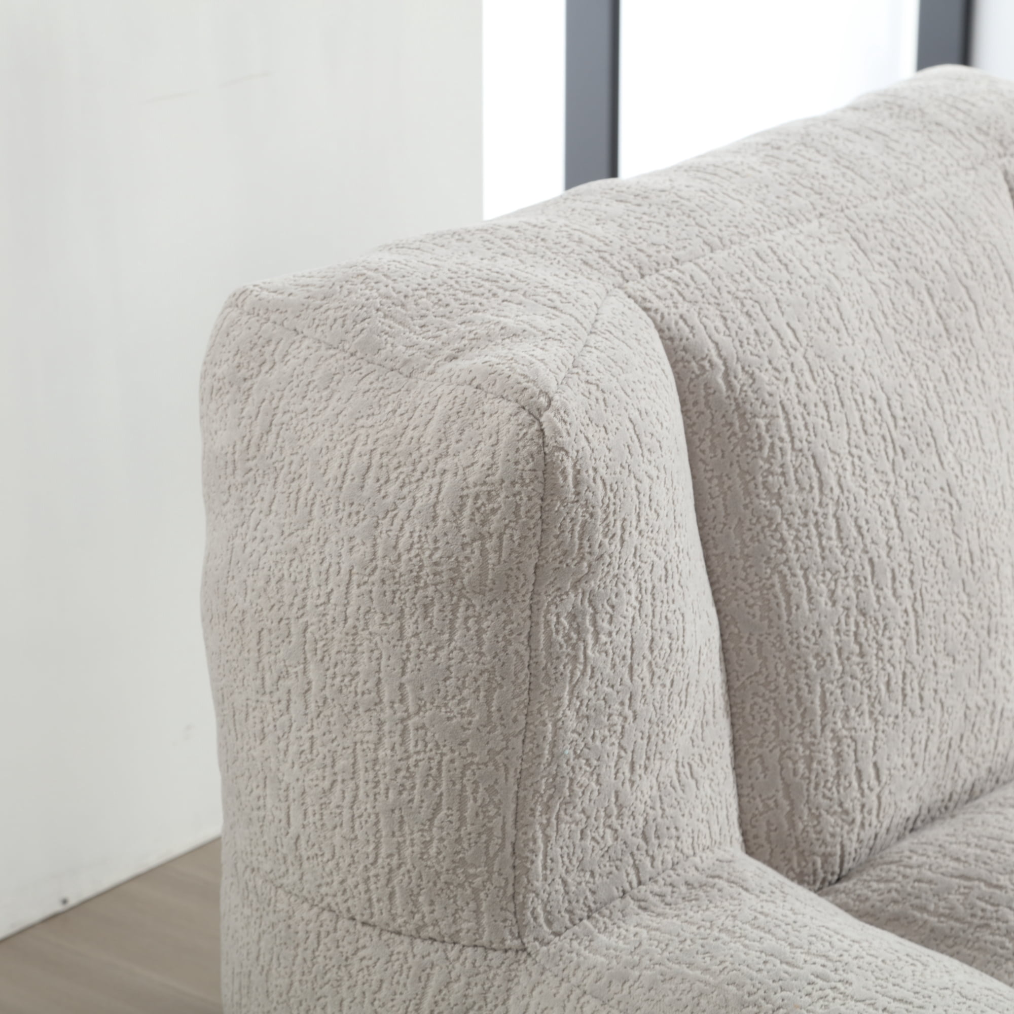 Accent Chair with Ottoman Set,Modern Velvet Bean Bag Chair for Adults and Childs,Upholstered Lazy Sofa Chair Armchair for Living room, Bedroom, Apartment,Light Gray