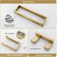 thumbnail image 4 of 3 Pieces Brushed Gold Bathroom Hardware Accessories Set,SUS304 Stainless Steel Towel Holder Set Towel Holder Robe Hook Toilet Paper Holder Wall Mounted, 4 of 10