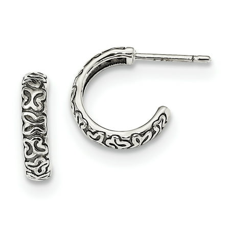 Small Butterfly Earrings - 925 Sterling Silver Antiqued Small Butterfly Hoop Earrings