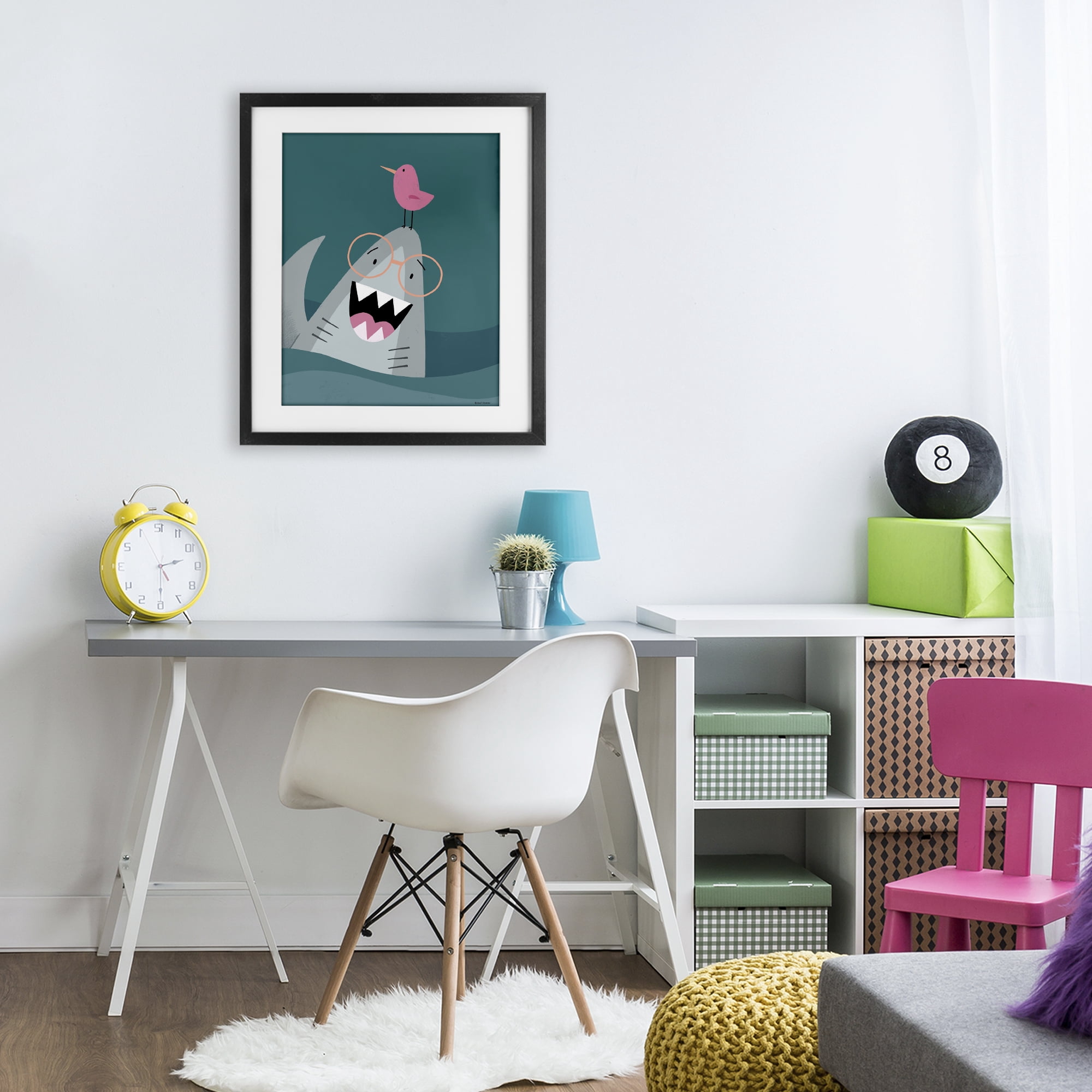 Stupell Industries The Friendliest Shark Black Framed Print Under Glass, design by Rachel Nieman