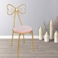 thumbnail image 3 of Butterfly Bow Tie Pink Vanity Chair, Velvet Cushion Metal Frame Lounge Dresser Seat with Butterfly Backrest, Use for Kitchen Pub Breakfast Dining Coffee Restaurant Home (Light Pink), 3 of 11
