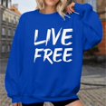 thumbnail image 2 of Live Free Sweatshirts for Women Freedom Letter Print Classic Fit Pullover Long Sleeve Crew Neck Lightweight Tops, 2 of 5