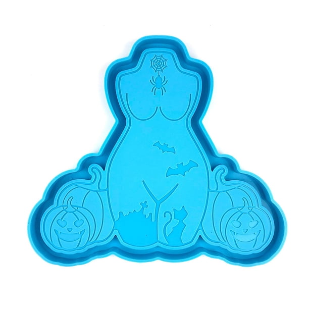 L Black Molde de fundición de resina epoxi transparente para bandeja Diy, bandeja de silicona con forma de calabaza para mujer