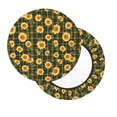 thumbnail image 2 of KLL Black Ink Green Plaid Sunflower Round Bar Chair Cushion Cover 12 inch ,Bar Stool Protector with Elastic, Soft Washable, 2 of 6