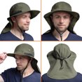 thumbnail image 4 of SUN CUBE Sun Hat for Men, Wide Brim Fishing Hat Neck Flap Cover Men Women, Hiking Safari, UV Sun Protection Summer Gardening Beach Camping UPF 50+, Olive, 4 of 8