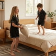 thumbnail image 3 of Family Matching Pajamas Contrast Trim Short Sleeve Lapel Tops and Shorts Set Family Satin Sleepwear, 3 of 7