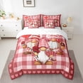 thumbnail image 2 of Homewish Girls Teens Kawaii Gnome 7-Piece Twin Bedding Sets,Geometric Plaid Grid Bedding Comforter Set,Romantic Valentine's Day Breathable Sheet Sets,Super Cozy Room Decor,Reversible, 2 of 8