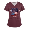 thumbnail image 3 of Youpwaven 250th Anniversary USA Women's Scrub Top, 1776-2026 Patriotic Nursing Uniform, V-Neck Workwear With Pockets, Distressed Flag Graphic Shirt, 3 of 7