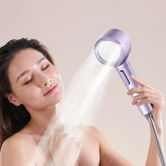 Pressure Boosting Shower Head Replacement, Removable Spray Panels Multi Function Rain Mist Rotating Shower Head, Lightweight Abs Bath Nozzle (Purple)