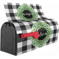 thumbnail image 5 of Wreath Buffalo Plaid Mailbox Cover Magnetic Black White Plaid and Leaves Mailbox Cover Standard Size 21 x 18 Inches Farmhouse Rustic Welcome Post Box Cover Wraps Garden Yard Home Decor for Outdoor, 5 of 6