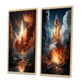 thumbnail image 3 of Designart "Celestial Choreography of a Rocketship" Rocketship Framed Wall Art Set Of 2 - Orange Transportation Gallery Wall Frame Set For Home Decor, 3 of 7