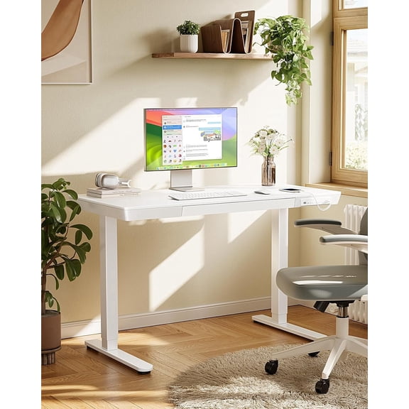 Standing Desk with Drawer, 48 x 24 inch Electric Sit Stand Desk for Home Office Black