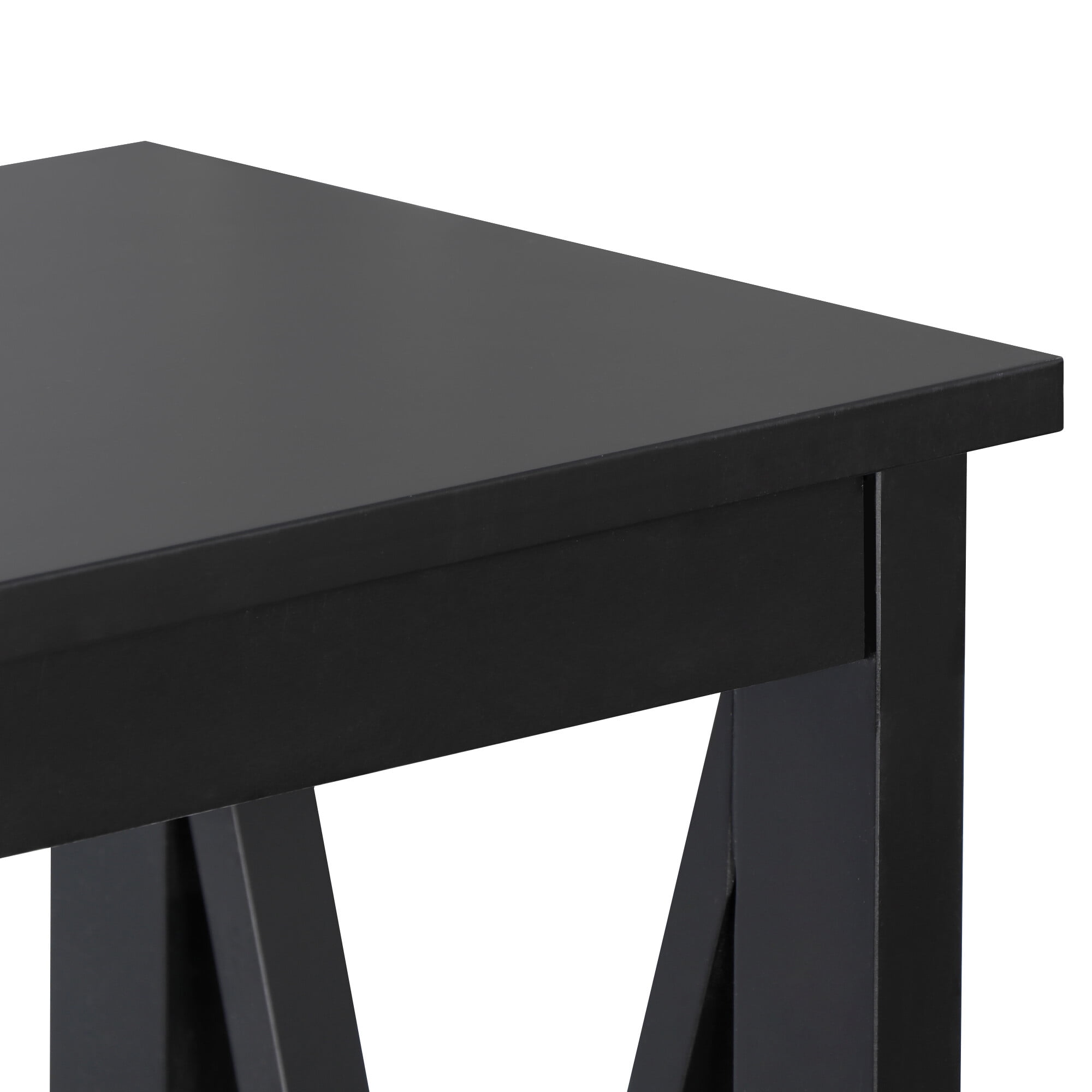 SuperDeal Black Console Table 2-Tier MDF Entryway Table X-Design Storage Display Shelf Indoor