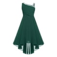 thumbnail image 1 of Miaeowve Robe Haute Basse à Sequins pour Filles Robe Formelle de Mariage Sans Manches en Chiffon Froncé Vert Armée 16, 1 of 7