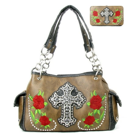 rhinestone handbag purse wallet matching embroidery shoulder multi cross rose colors flower dialog displays option button additional opens zoom