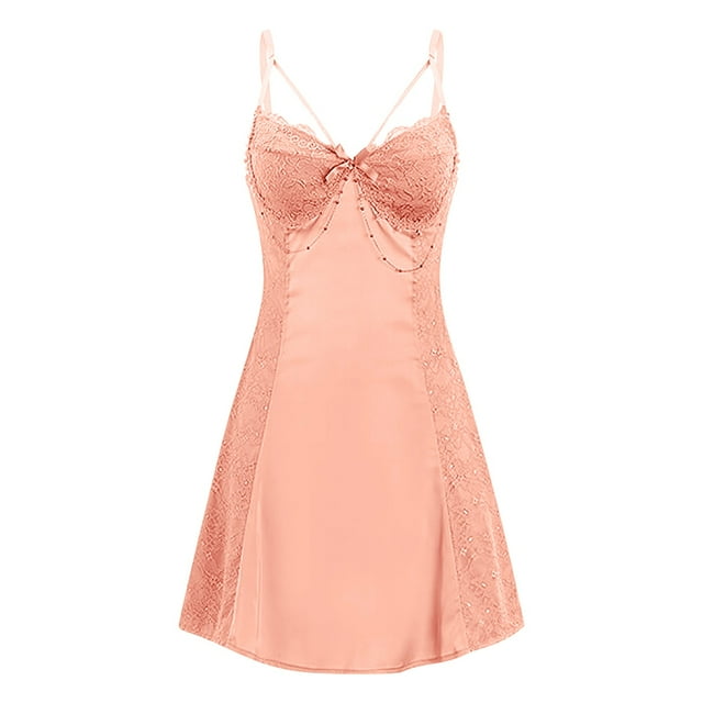 Gibobby Conjunto de pijama Nueva lencería de encaje para mujer Ropa interior de camisón sexy(Oro Rosa,G)