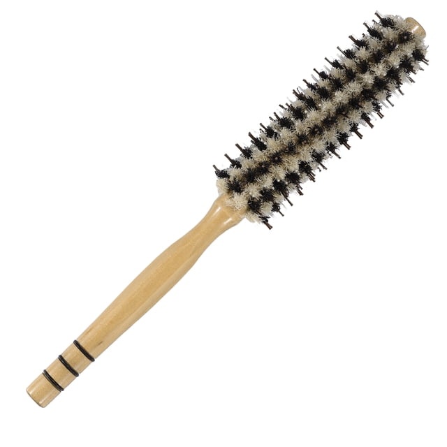 Peine de sarga redondo Unique Bargains para rizar el cabello con cerdas de nailon y mango de madera Beige S Tamaño 6 filas
