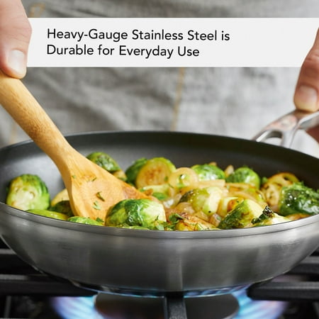 KitchenAid 3-Ply Base Stainless Steel Nonstick Frying Pan, 9.5-Inch, Brushed Stainless Steel - Brushed Stainless Steel