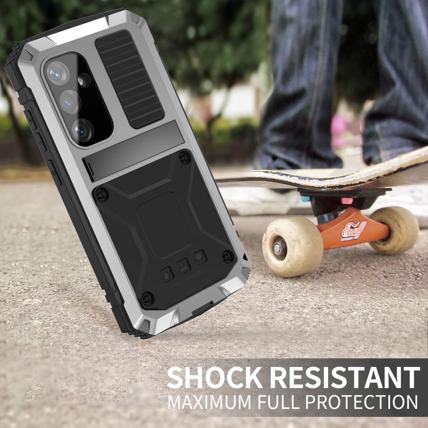 for Samsung S24 Metal Case, with Kickstand Screen Protector Case Sturdy Military Armor Durable Full Body Heavy Duty Shockproof Drop Tested Outdoor Case for Galaxy S24 - Silver