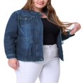 thumbnail image 4 of Agnes Orinda Women‘s Plus Size Fall Outfits Drawstring Waist Zipper Denim Jacket, 4 of 6