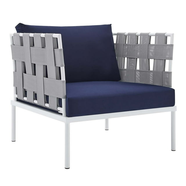 Modway Harmony Fauteuil de Patio Moderne en Tissu et Aluminium, Bleu Marine/gris