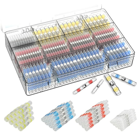 Wrvxzio 200Pcs Solder Seal Wire Connectors - Waterproof Insulated Wire Connectors Excellent Sealed Wire Contact for Marine & Automotive Use