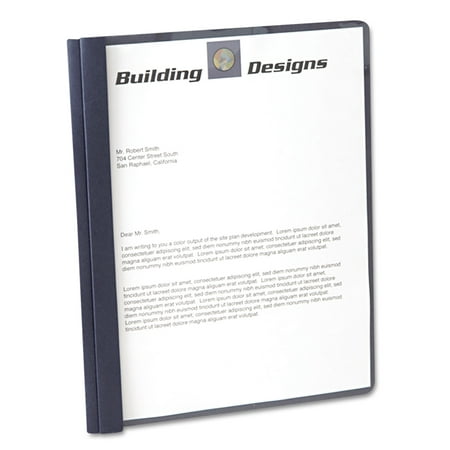 Oxford 55838EE 3 Fasteners 1/2 in. Capacity Clear Front Report Cover - Letter, Dark Blue (25/Box)
