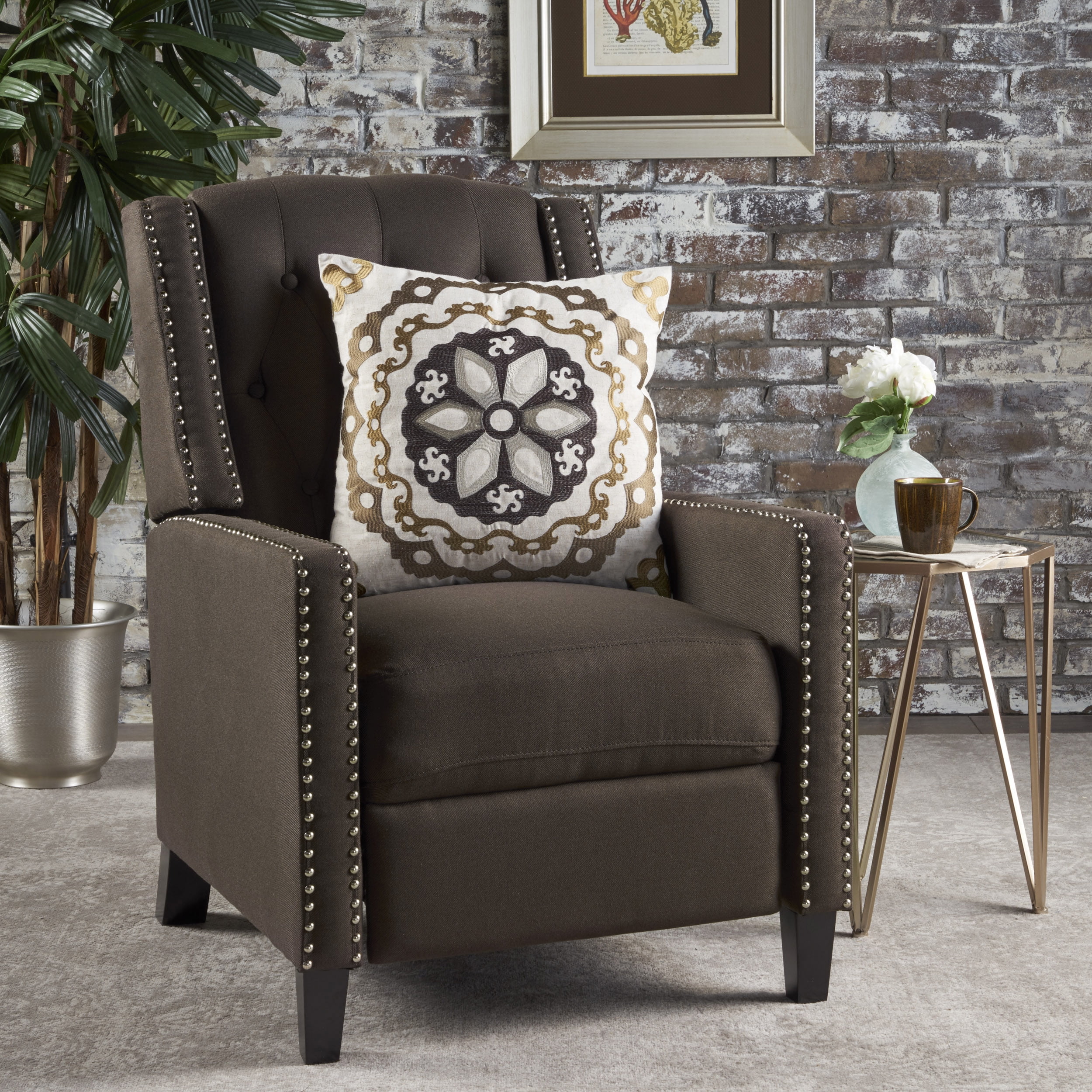 Euroco Classic Coffee Fabric Push Back Chair