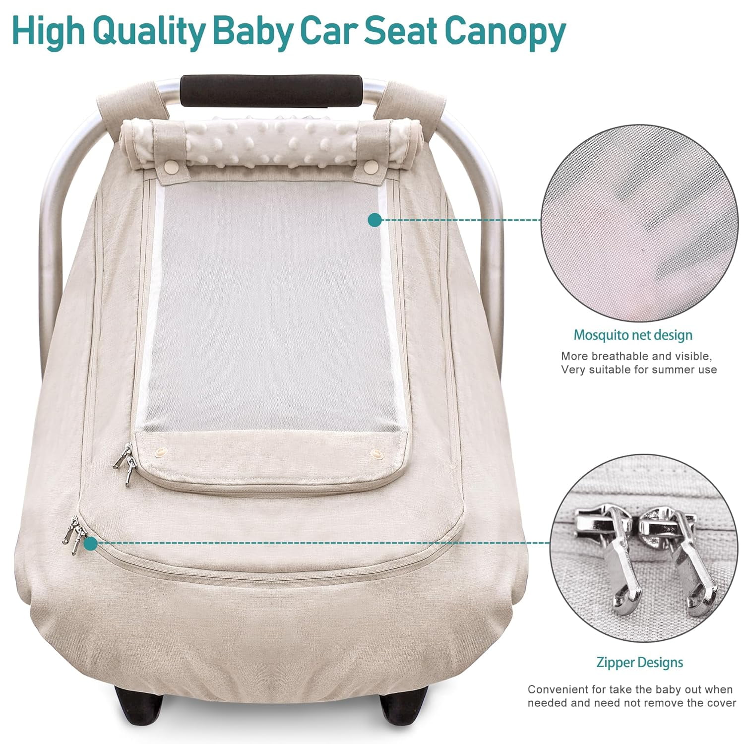 Waterproof Baby Car Seat Cover，YVMVDV Patented Cold Weather Carseat Cover for Babies,Infant Car Seat Cover Canopy for Boy Girls, Keeps Babies Warm and Cozy (Beige)