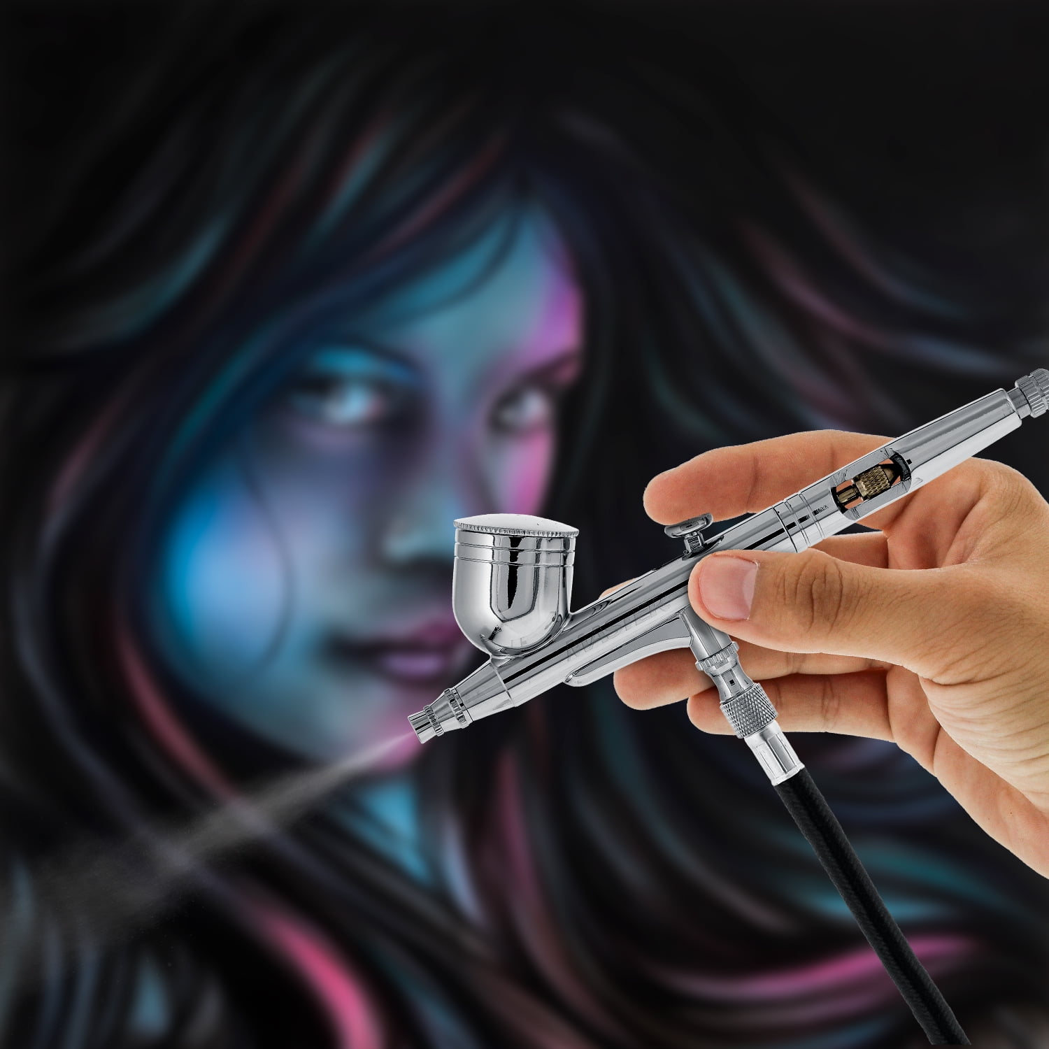 Pro Dual-Action Gravity Feed 6 Airbrush Set Cake Tattoo Hobby Craft Auto Paint