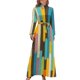 thumbnail image 1 of Vestido largo azul con palitos de helado y bloques de colores retro, vestidos de fiesta para mujer, vestidos para mujer, vestidos para mujer, 1 of 4